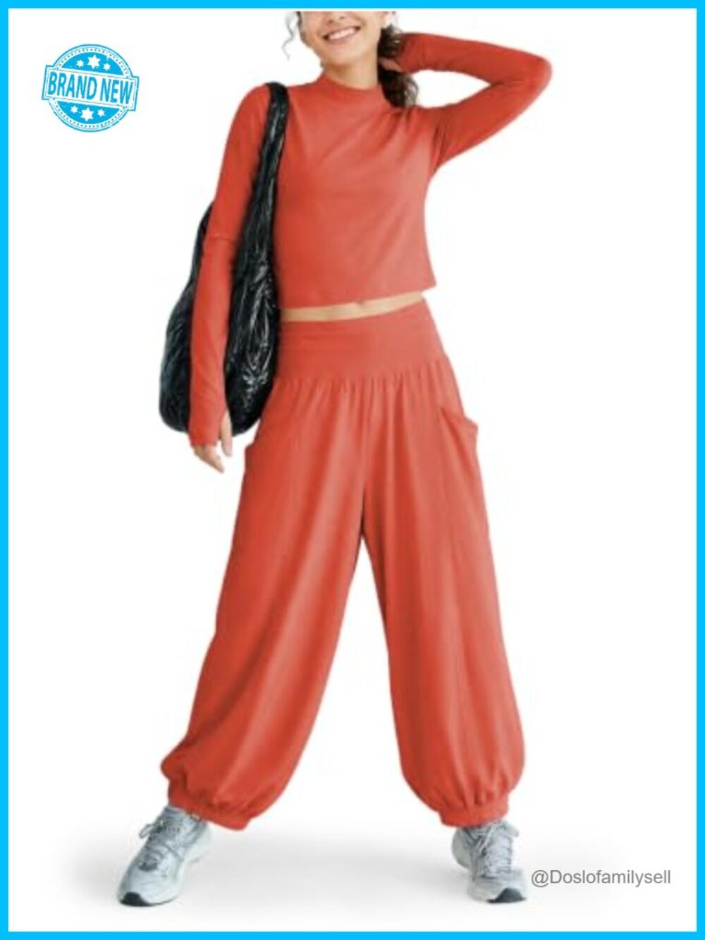 Women Workout 2 Piece Set Crop Top Harem Pants Activewear Gym